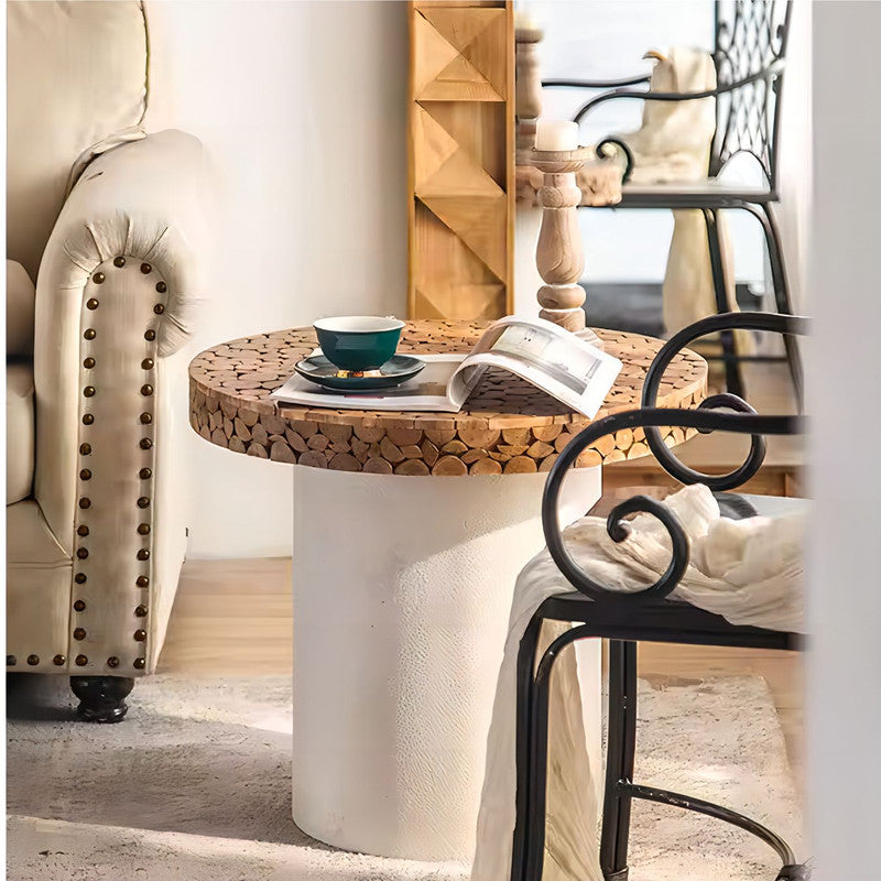 Farmhouse Style White Solid Wooden End Table Living Room Coffee Table