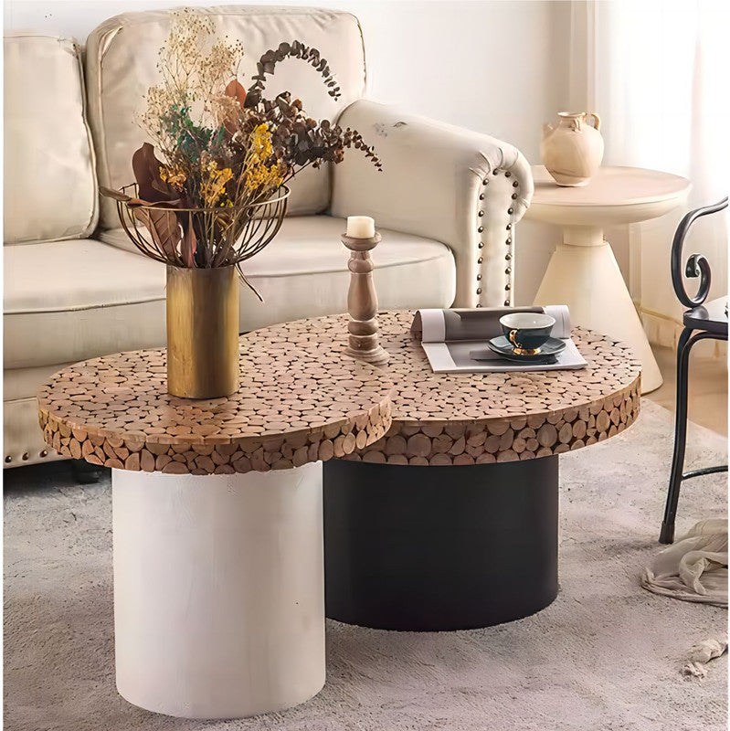 Farmhouse Style White Solid Wooden End Table Living Room Coffee Table