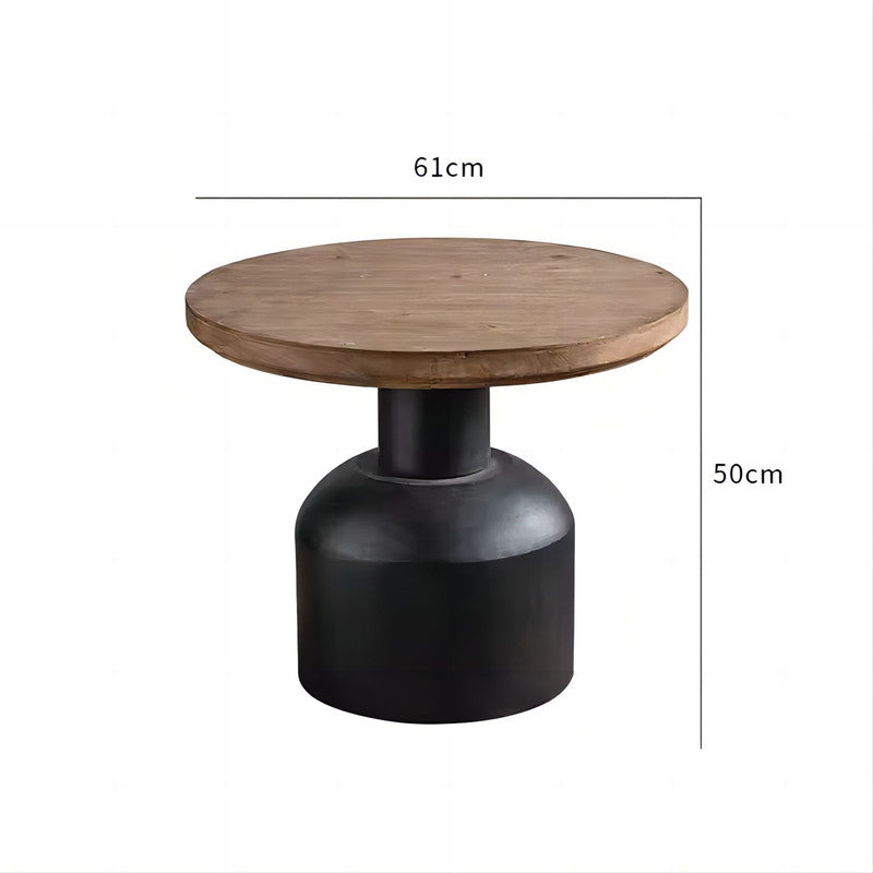 Classic Farmhouse Furniture Living Room Metal Base Round Wooden Coffee Table