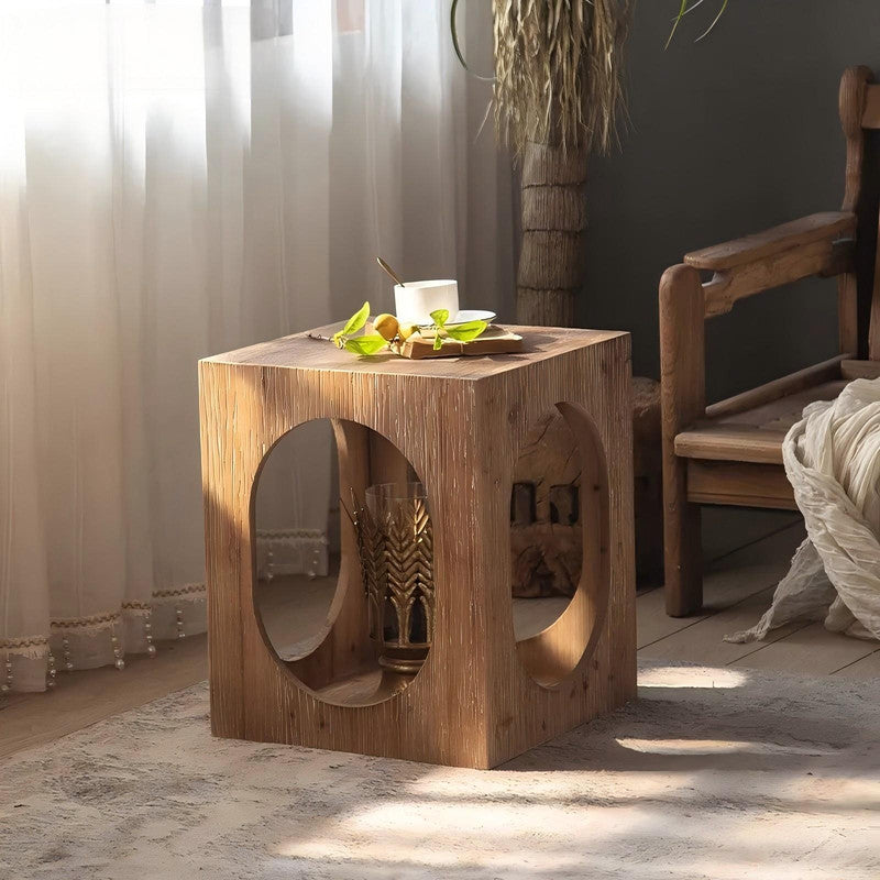 Modern Simple Environmental Protection Four-sided Hollow Tea Table Square Solid Wood Coffee Table