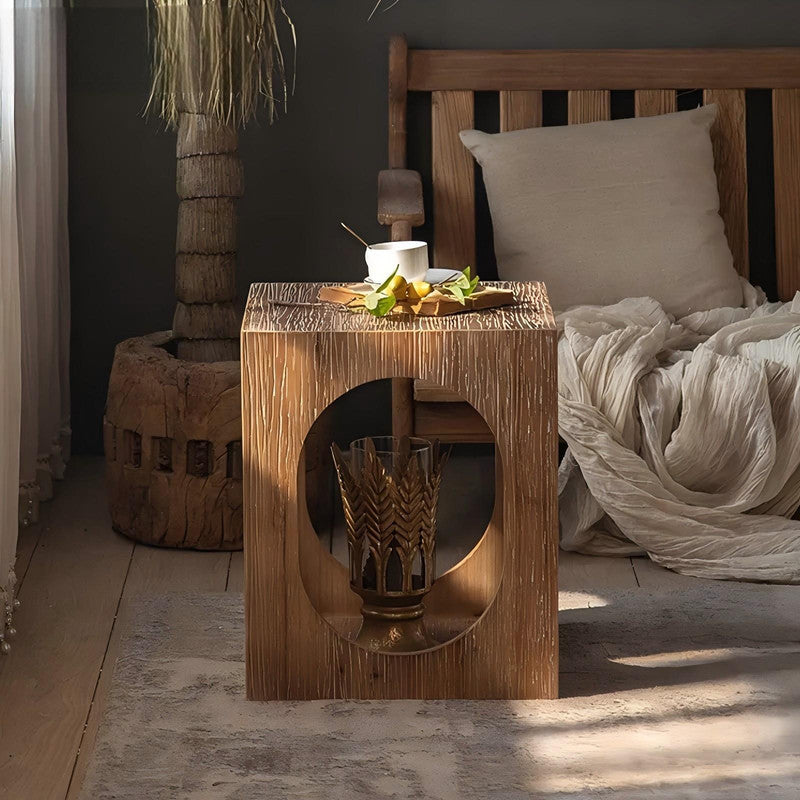 Modern Simple Environmental Protection Four-sided Hollow Tea Table Square Solid Wood Coffee Table