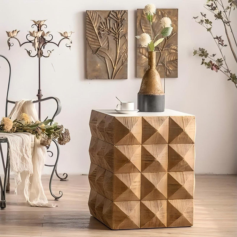 New Design Nature Solid Wood Side Table Rectangular Wooden Vintage Home Decorative Coffee Table