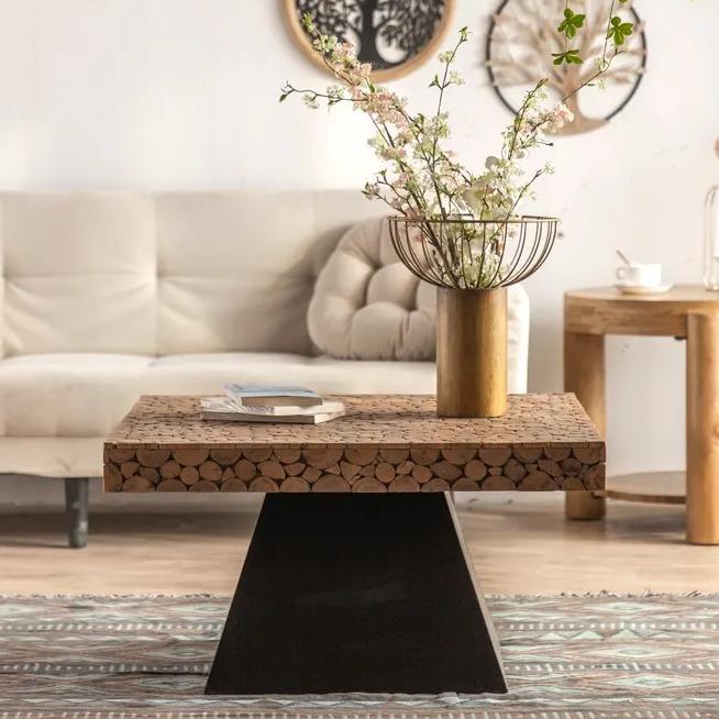 Creative Rustic Furniture Reclaimed Solid Wood Joint Wooden Top Home Rectangle Wood Coffee Table