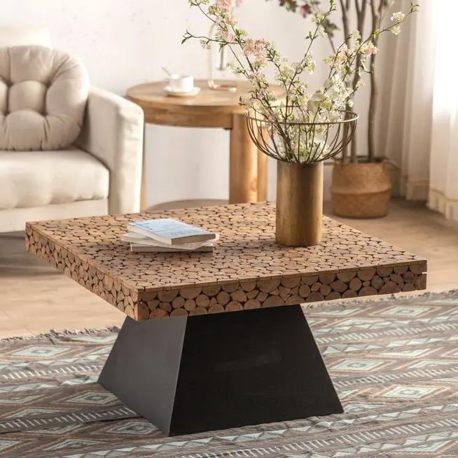 Creative Rustic Furniture Reclaimed Solid Wood Joint Wooden Top Home Rectangle Wood Coffee Table