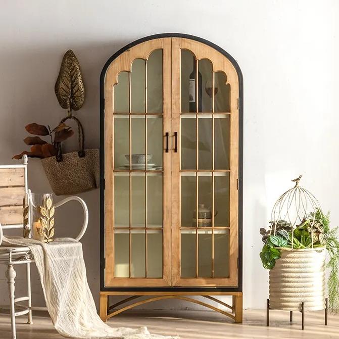 Vintage Kitchen Retro Wood Storage Cabinet Showcase Display Stand Dining Living Room Furniture