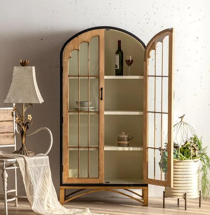 Vintage Kitchen Retro Wood Storage Cabinet Showcase Display Stand Dining Living Room Furniture