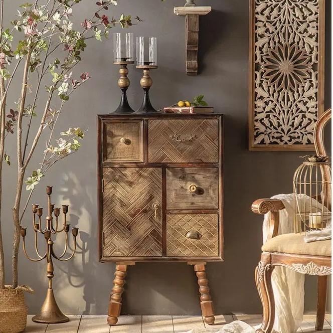 Vintage Unique New Design Decoration Home Furniture Sitting Room Nature Wood Cabinet for Decorative