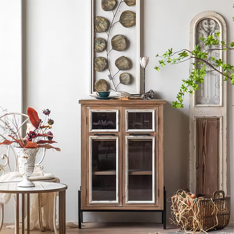 Wooden Door Sideboard Cabinet Retro Living Room Furniture