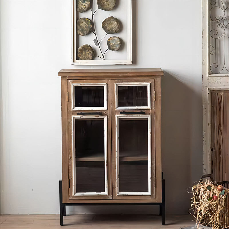 Wooden Door Sideboard Cabinet Retro Living Room Furniture