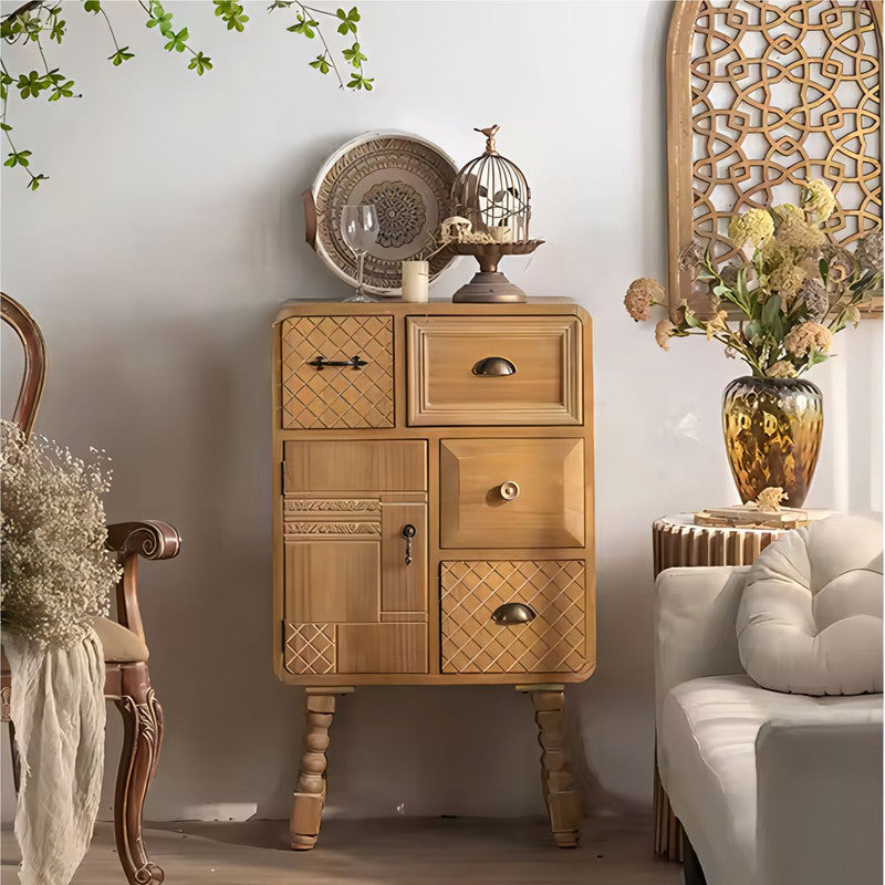 Vintage Furniture Storage Drawer Cabinet Solid Wood Pine Chest of Drawers