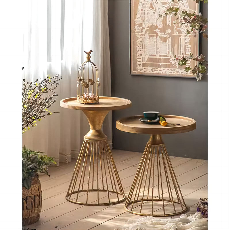 Iron Side Tables Wood Round Recycled Pine Dining Table