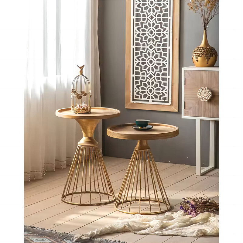 Iron Side Tables Wood Round Recycled Pine Dining Table