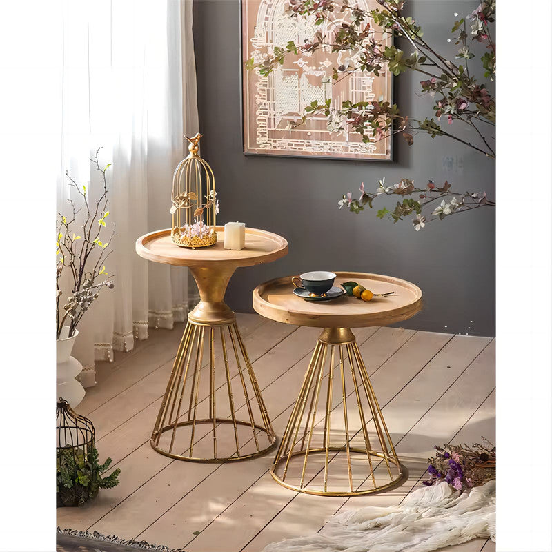 Iron Side Tables Wood Round Recycled Pine Dining Table