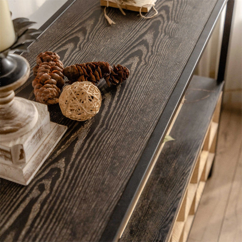 Wooden Console Table with Four Drawers Living Room Decorative Entryway Desk Storage Shelves