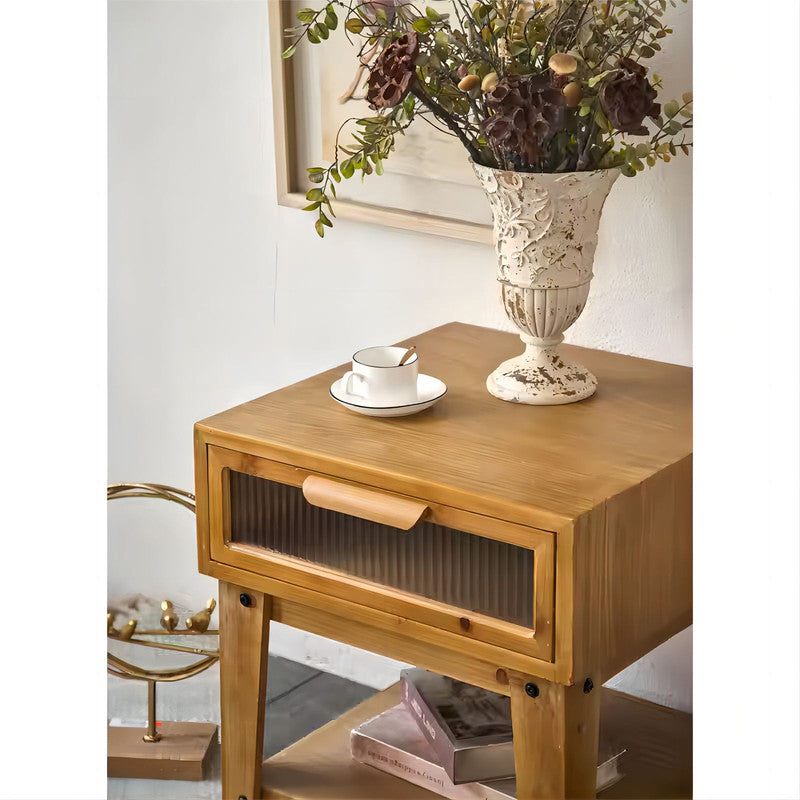 Bedroom Solid Wood Legs Bedside Table
