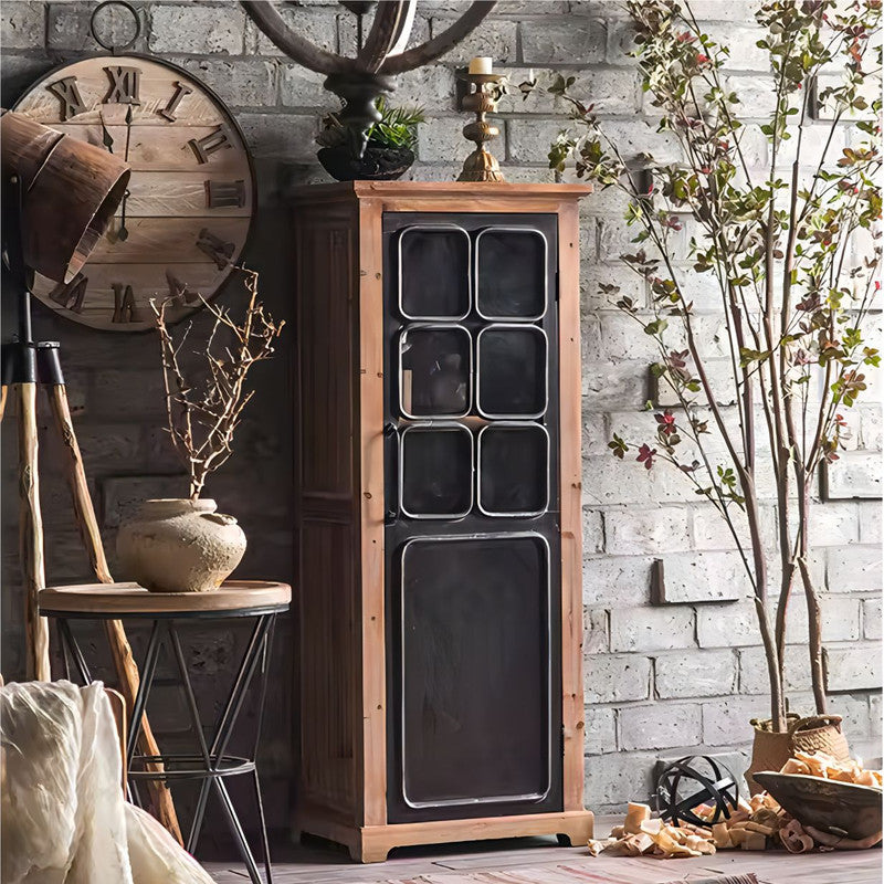 Solid Wooden Glass Cabinet with Shelves Tall Cabinet