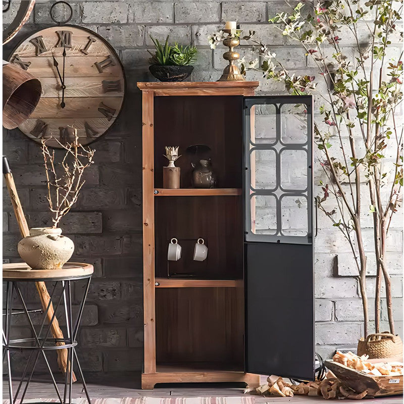 Solid Wooden Glass Cabinet with Shelves Tall Cabinet
