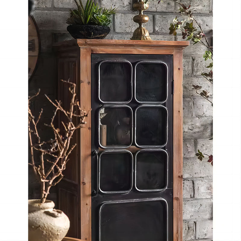 Solid Wooden Glass Cabinet with Shelves Tall Cabinet