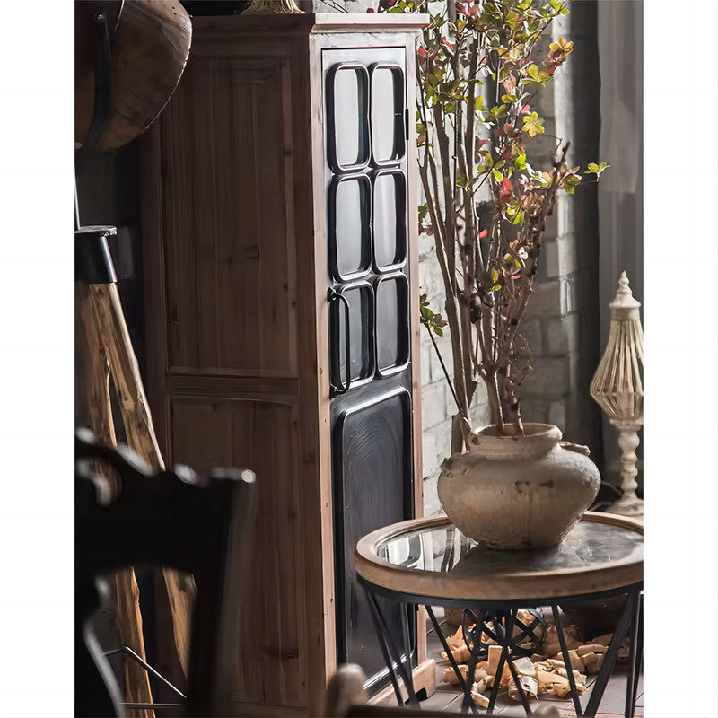 Solid Wooden Glass Cabinet with Shelves Tall Cabinet