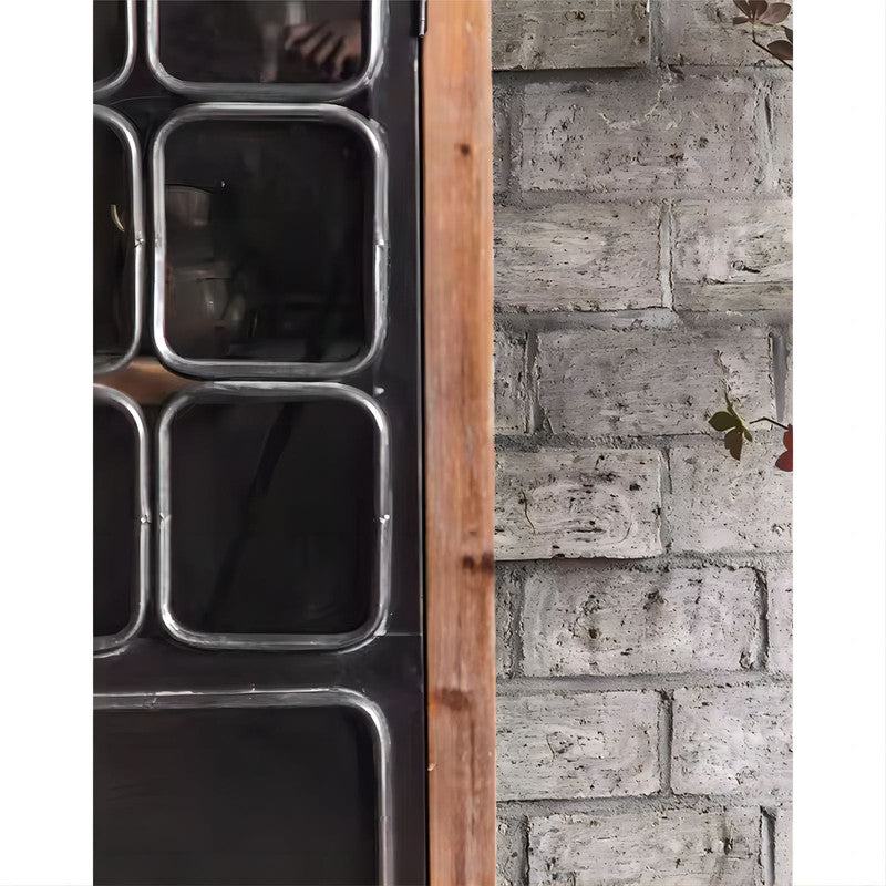 Solid Wooden Glass Cabinet with Shelves Tall Cabinet