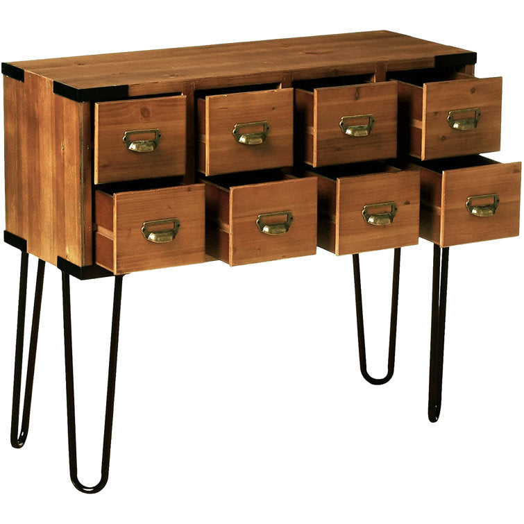 Ellefson 36'' Antique Storage Console Table with 8 Drawers