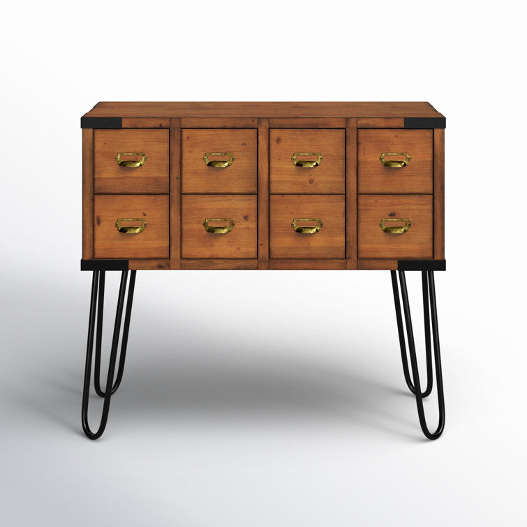 Ellefson 36'' Antique Storage Console Table with 8 Drawers