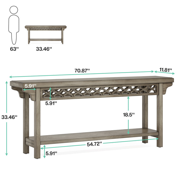 Hoauer 70.8'' Solid Wood Long Console Table