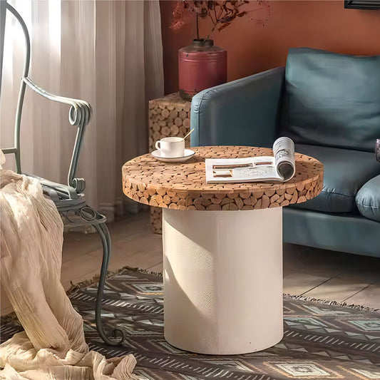 Farmhouse Style White Solid Wooden End Table Living Room Coffee Table