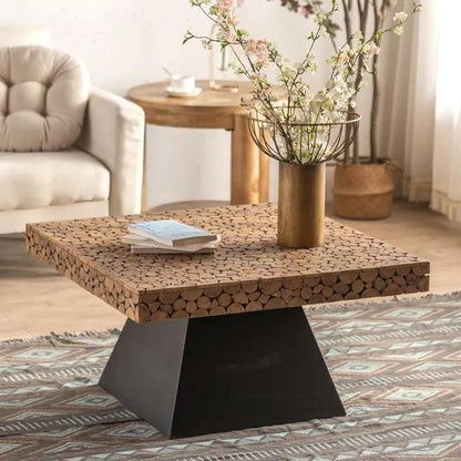 Creative Rustic Furniture Reclaimed Solid Wood Joint Wooden Top Home Rectangle Wood Coffee Table