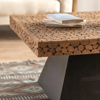 Creative Rustic Furniture Reclaimed Solid Wood Joint Wooden Top Home Rectangle Wood Coffee Table