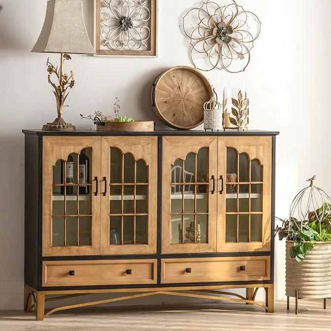 Vintage Kitchen Retro Wood Storage Cabinet Showcase Display Stand Dining Living Room Furniture