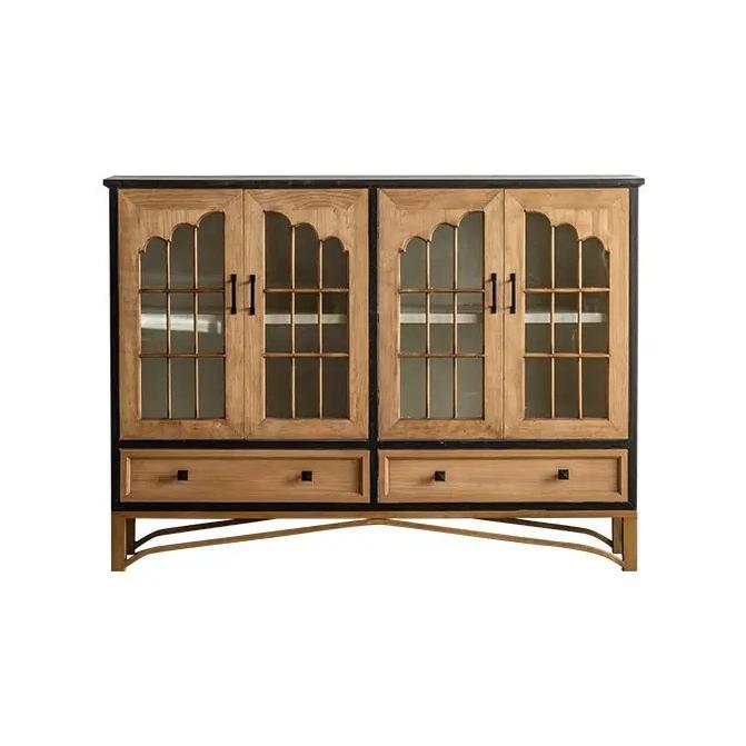 Vintage Kitchen Retro Wood Storage Cabinet Showcase Display Stand Dining Living Room Furniture