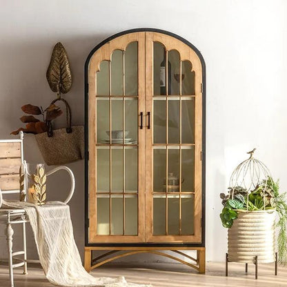 Vintage Kitchen Retro Wood Storage Cabinet Showcase Display Stand Dining Living Room Furniture