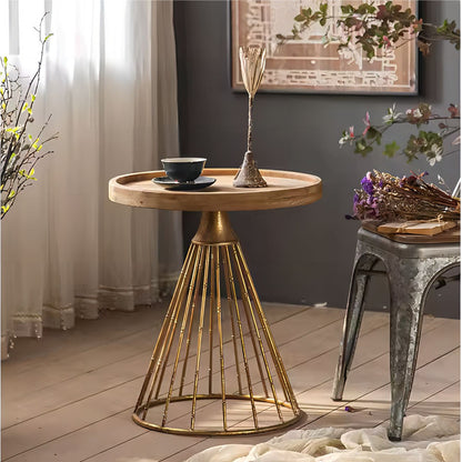Iron Side Tables Wood Round Recycled Pine Dining Table
