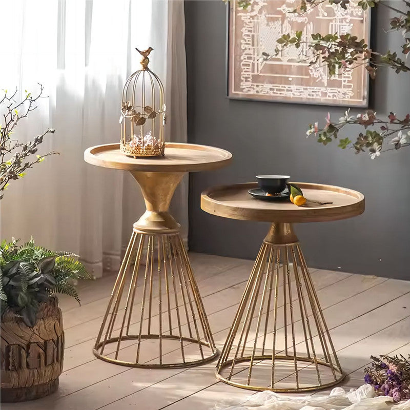 Iron Side Tables Wood Round Recycled Pine Dining Table