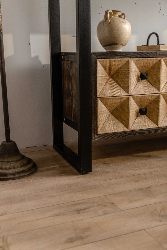 Wooden Console Table with Four Drawers Living Room Decorative Entryway Desk Storage Shelves