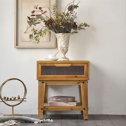 Bedroom Solid Wood Legs Bedside Table