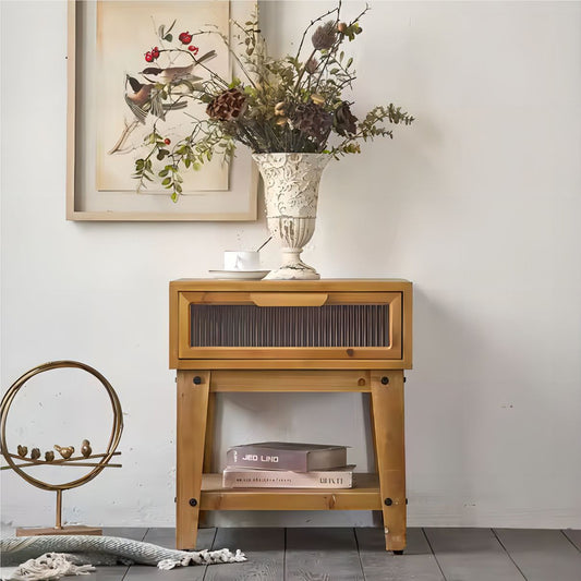 Bedroom Solid Wood Legs Bedside Table