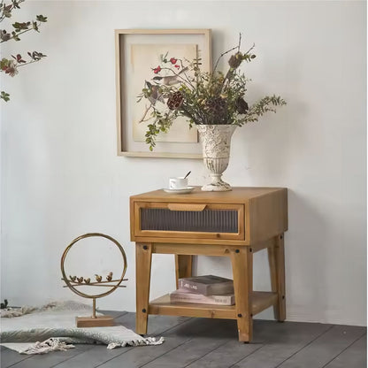 Bedroom Solid Wood Legs Bedside Table
