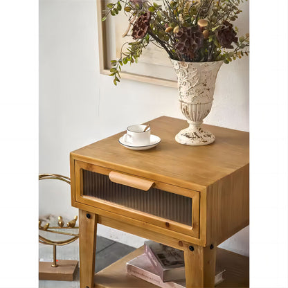 Bedroom Solid Wood Legs Bedside Table