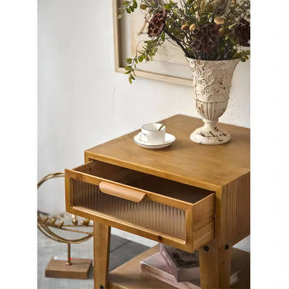 Bedroom Solid Wood Legs Bedside Table