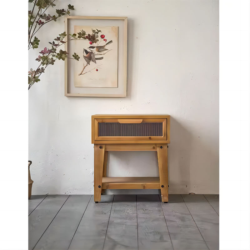 Bedroom Solid Wood Legs Bedside Table