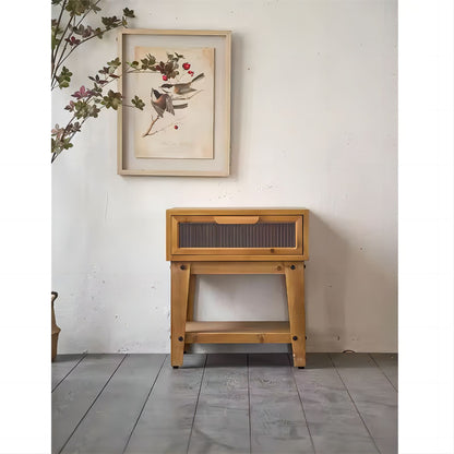 Bedroom Solid Wood Legs Bedside Table