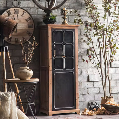 Solid Wooden Glass Cabinet with Shelves Tall Cabinet