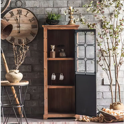 Solid Wooden Glass Cabinet with Shelves Tall Cabinet