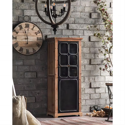 Solid Wooden Glass Cabinet with Shelves Tall Cabinet