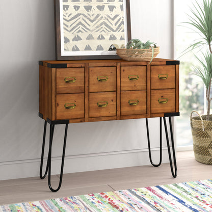 Ellefson 36'' Antique Storage Console Table with 8 Drawers